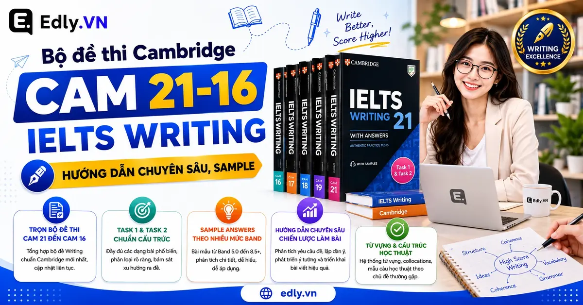 Bộ đề thi Cambridge CAM 21-16 IELTS WRITING (Hướng dẫn chuyên sâu theo Band, Sample)