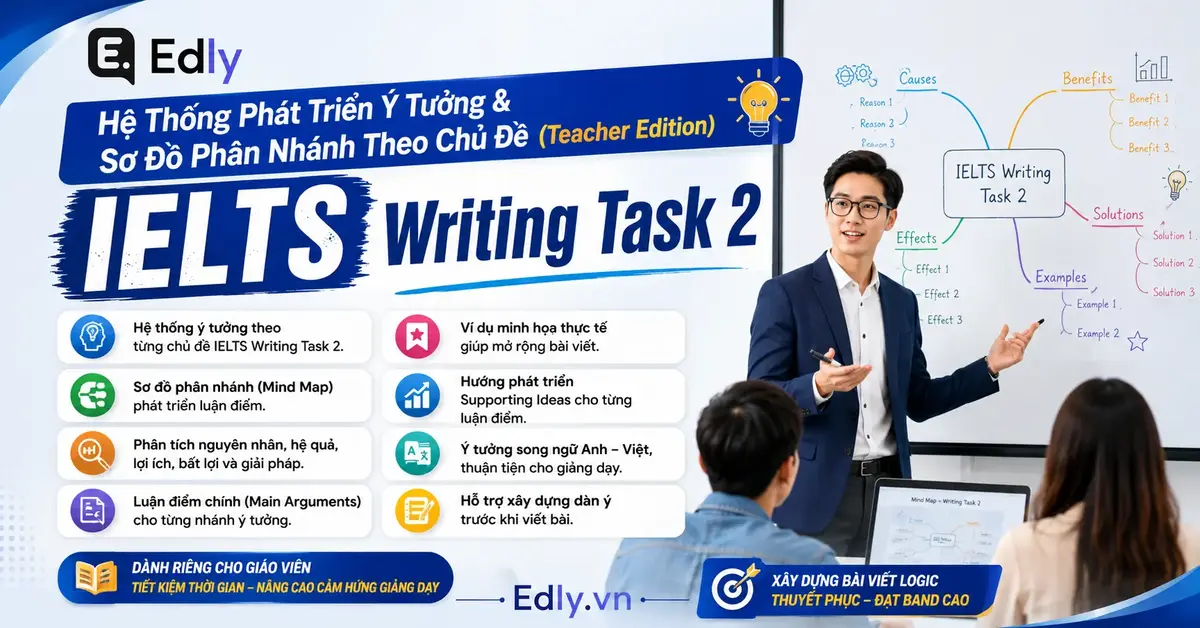 IELTS Writing Task 2 – Hệ Thống Phát Triển Ý Tưởng & Sơ Đồ Phân Nhánh Theo Chủ Đề (Teacher Edition)