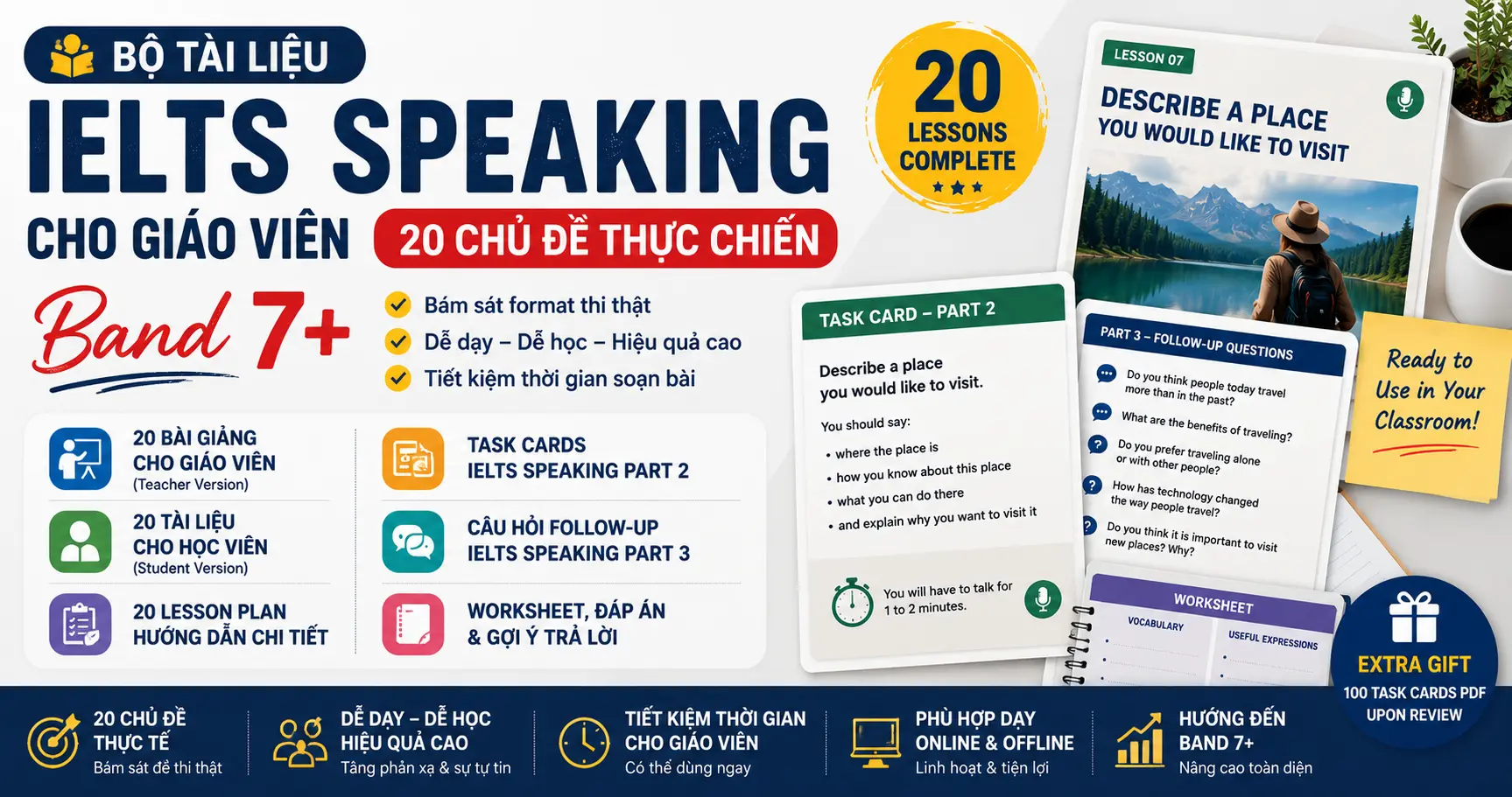 Bộ Tài Liệu IELTS Speaking Cho Giáo Viên – 20 Chủ Đề Thực Chiến Band 7+