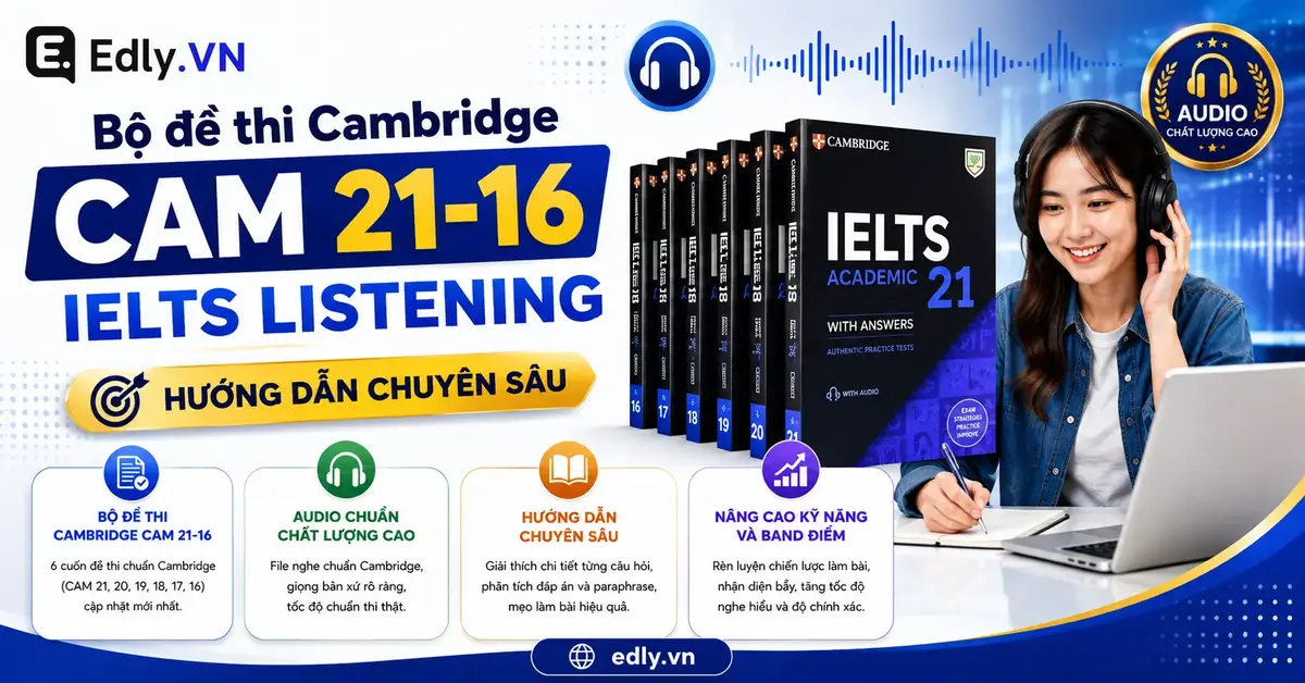 Bộ đề thi Cambridge CAM 21-16 IELTS LISTENING (Hướng dẫn chuyên sâu theo Band, Audio)