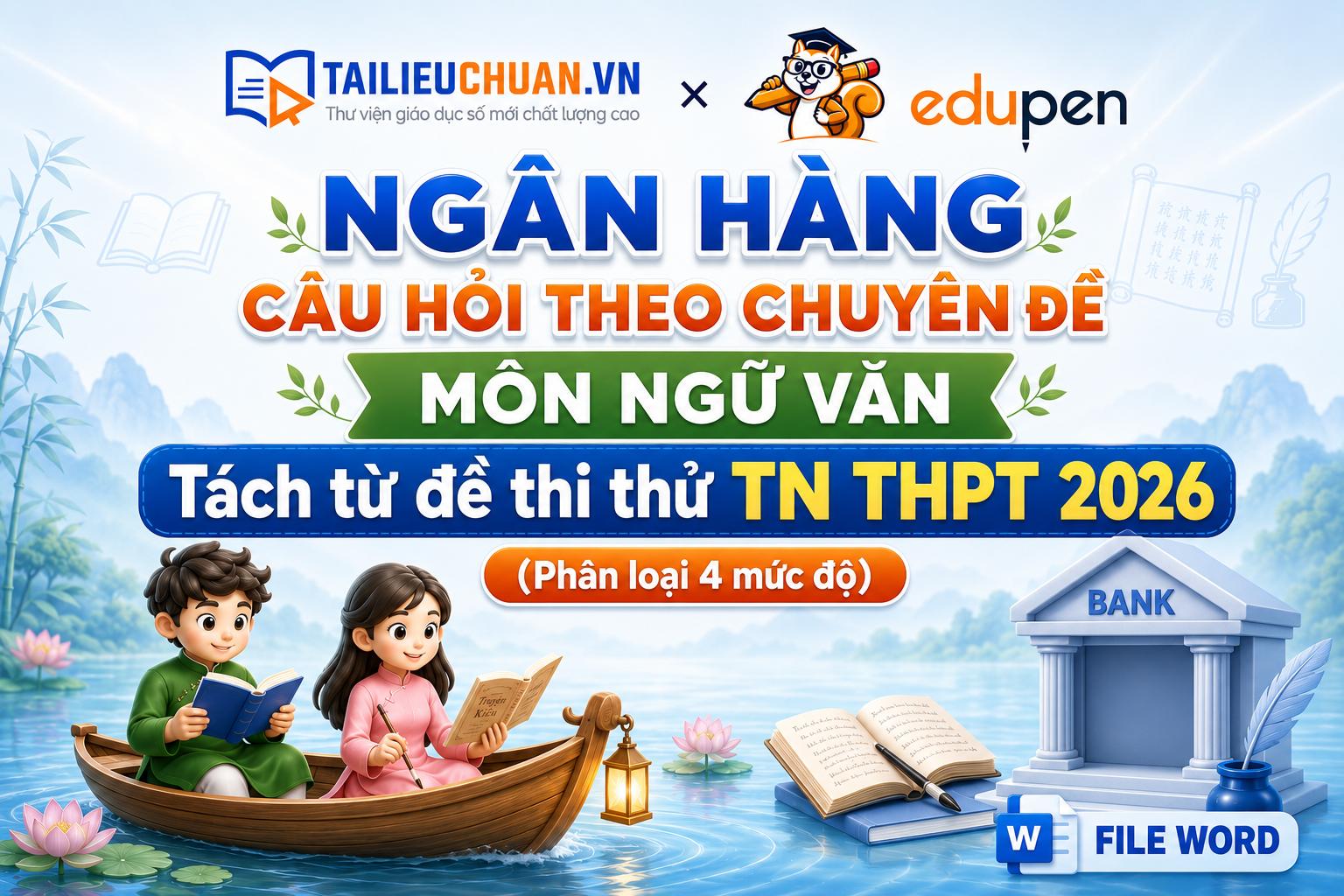 NGÂN HÀNG CÂU HỎI THEO CHUYÊN ĐỀ MÔN NGỮ VĂN - Tách từ đề thi thử TN THPT 2026 (Phân loại 4 mức độ)