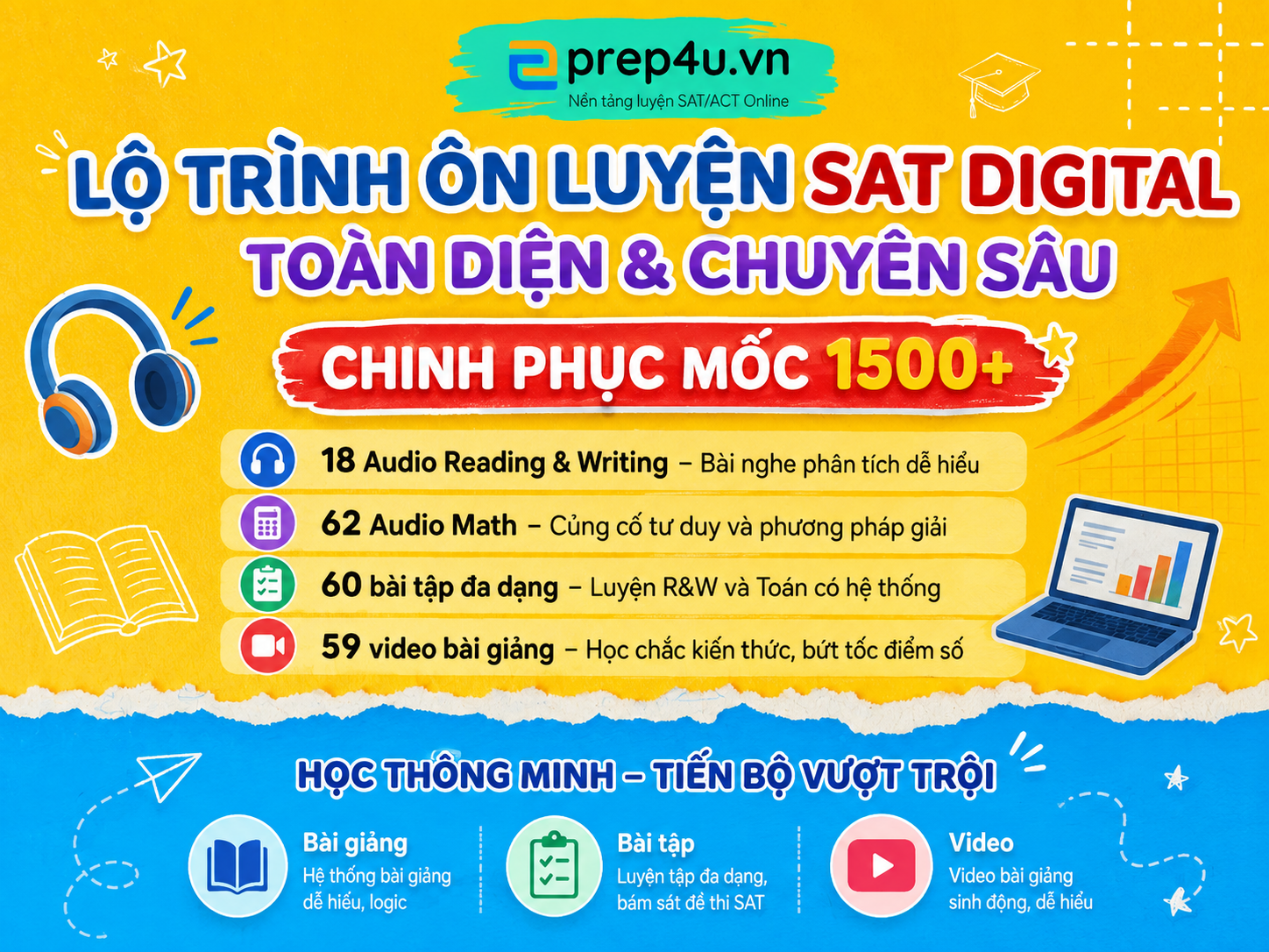 Lộ trình ôn luyện SAT digital toàn diện và chuyên sâu - Chinh phục mốc 1500+