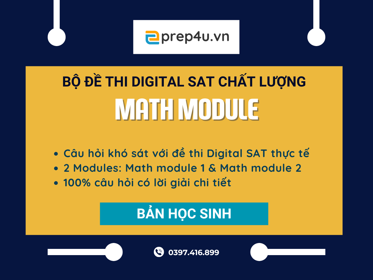 Bộ 30 Đề Thi Thử SAT - Math - Cập Nhật Năm 2025 - Bản Học Sinh